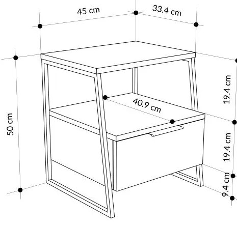Nočný stolík Houseland Pal biely
