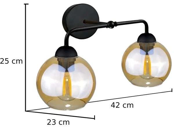 Nástenné svietidlo MELLE BLACK 2xE27/60W/230V