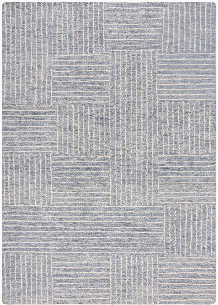 Ručne všívaný vlnený koberec's reliéfnou štruktúrou Abstract Check