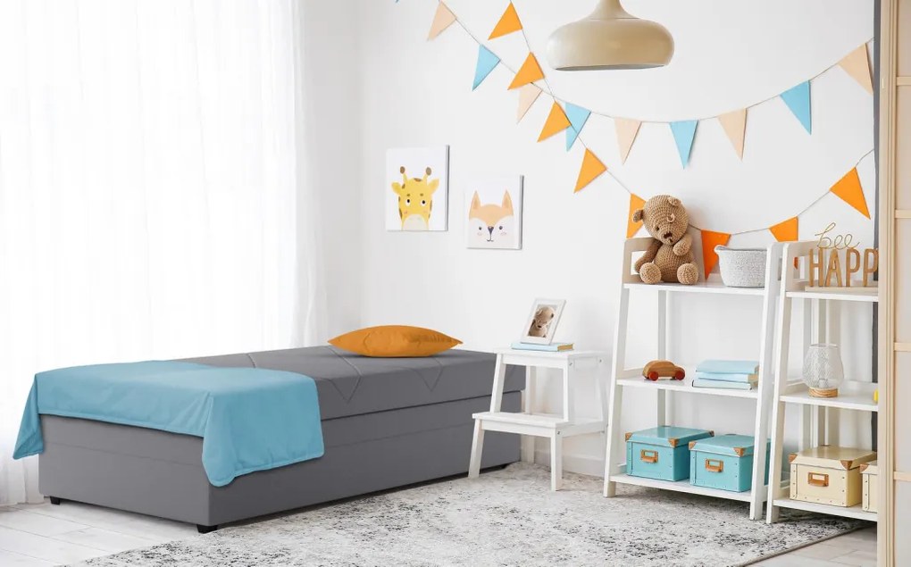 Posteľ Evelina 90x200 cm, stredne šedá látka