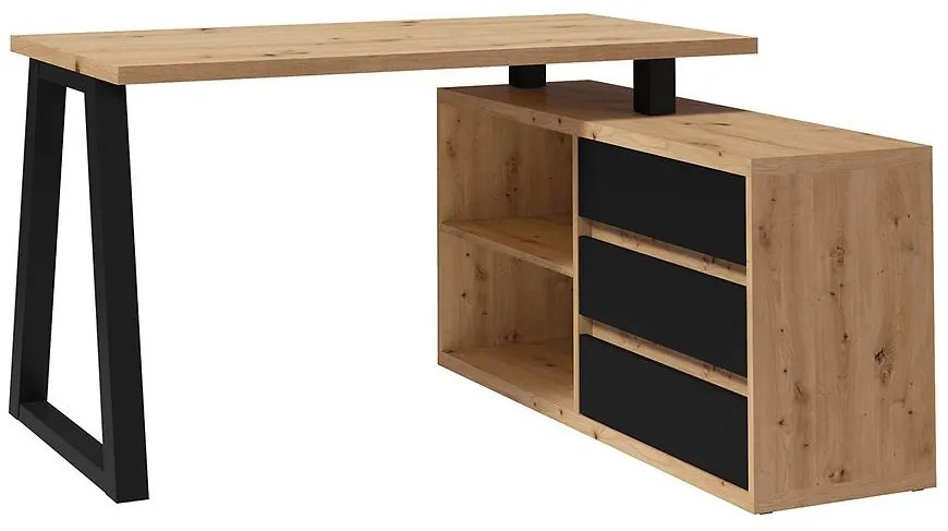 Set Iga II Písací stôl+Komoda Dub Artisan / čierna Mat