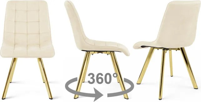 Jedálenská stolička CIEZA 360 zamatová, svetlobéžová / zlaté nohy