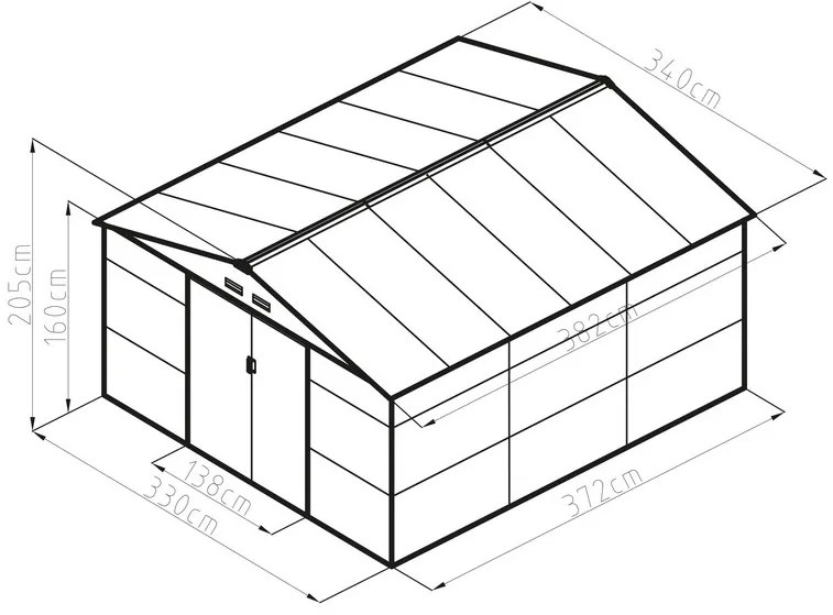 Záhradný domček G21 GAH 1300 - 340 x 382 cm, antracitový 63900695