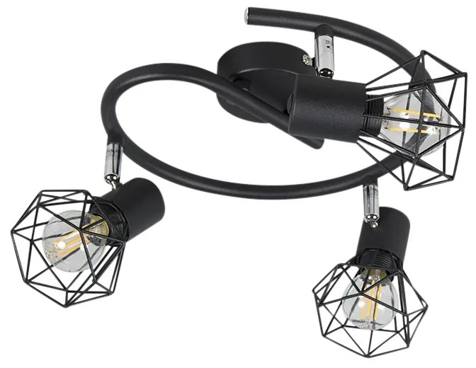 Reflektor Art Deco čierny nastaviteľný 3-svetlo - Mosh