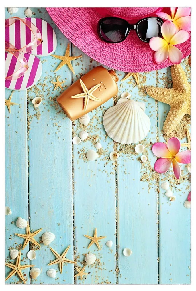 Súprava 2 kusov kúpeľňových predložiek s plážovou náladou viacfarebná