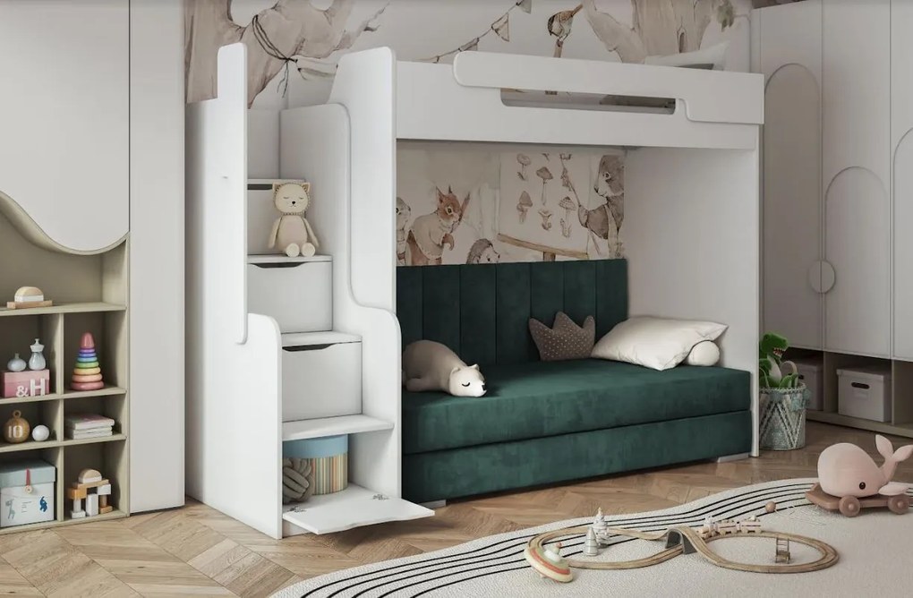 Detská vyvýšená posteľ DORIAN - 200x90 cm - biela