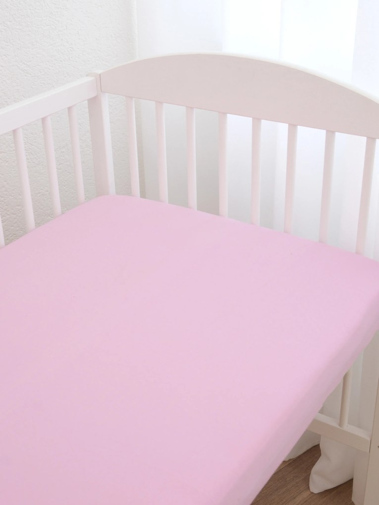 Jersey plachta do postieľky s elastanom Deluxe 70 x 140 cm – ružová