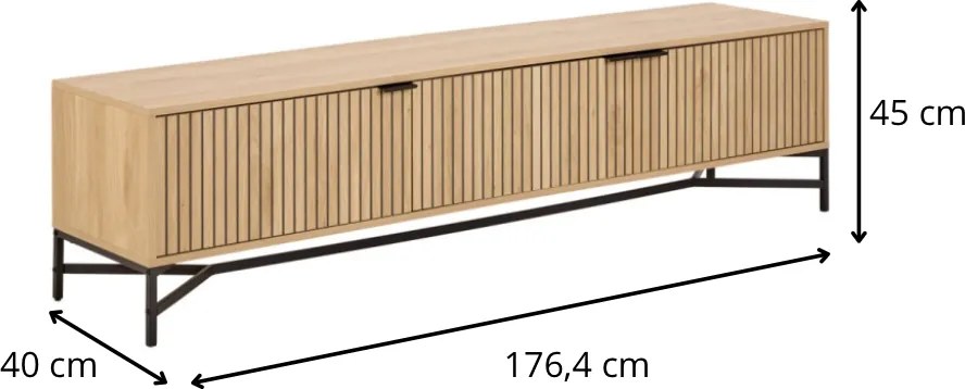 TV stolík Jaipur 176 cm dub prírodný