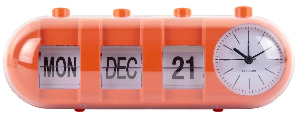 Budík Retro Tube Calendar Flip Karlsson KA6045OR, 10cm