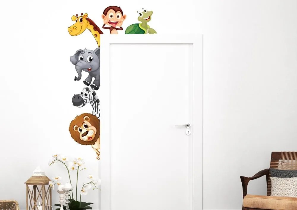 Zvieratká na dvere - detská nálepka na stenu