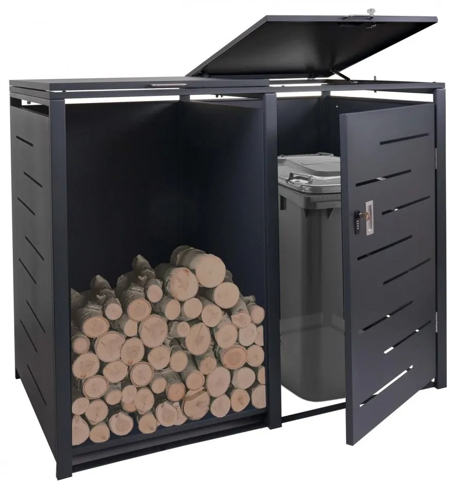 Prístrešok na smetiaku a drevo E83