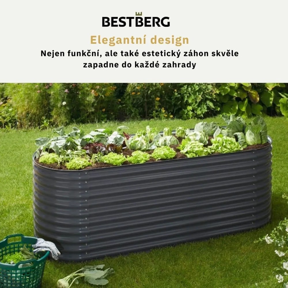 Vyvýšený záhradný záhon BestBerg VZO-XXLA / 240 x 80 x 82 cm / šedá