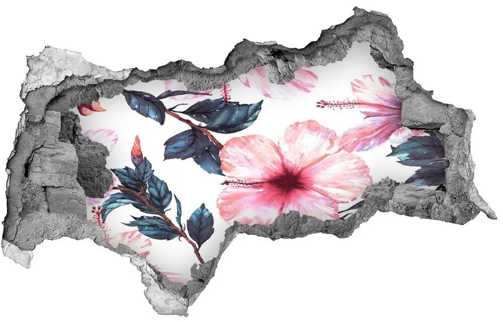 Nálepka 3D diera na stenu Kvety ibišteka nd-b-120179468