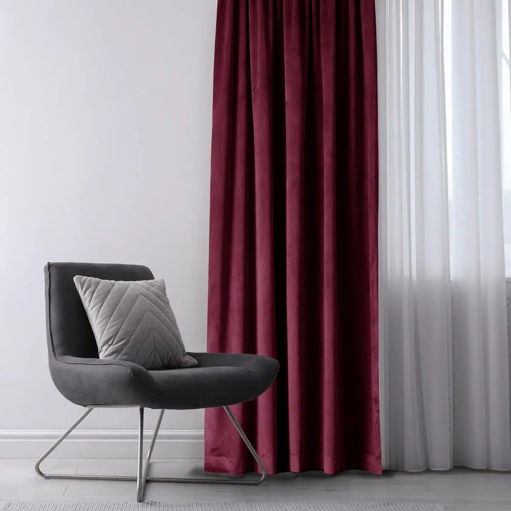 Vínovočervený zamatový dimout záves 140x245 cm Eyelets – Restilo