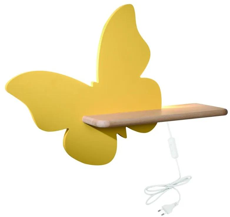 Candellux BUTTERFLY Nástenné svietidlo 5W LED 4000K IQ KIDS WITH CABLE, SWITCH AND PLUG GOLDEN 21-85153