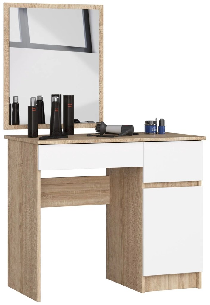 Toaletný stolík Pritha (dub sonoma + biela). Akcia -19%. Vlastná spoľahlivá doprava až k Vám domov. 1070907