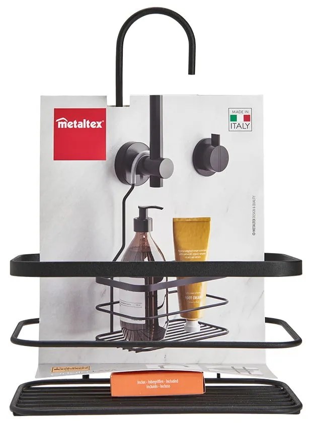 Čierna závesná kúpeľňová polica Metaltex Origin