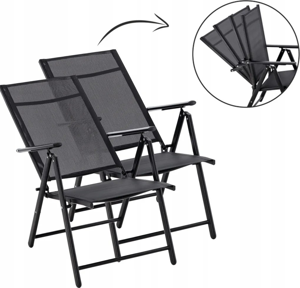 CH Polohovateľná záhradná oceľová stolička Glam - čierna