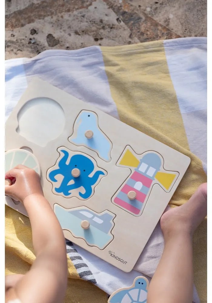 Drevené vkladacie puzzle (počet dielikov 6) Ocean – Kindsgut