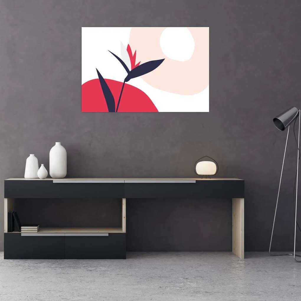 Obraz - Ružová florálna abstrakcia N⁰1 (90x60 cm)