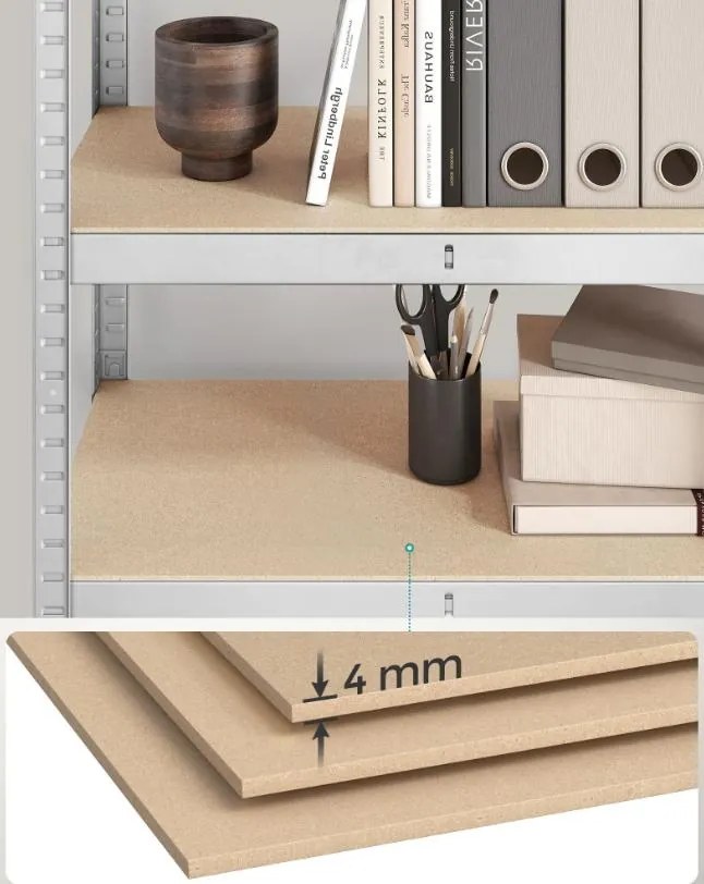 Súprava 2 ks oceľových nastaviteľných políc s vysokou nosnosťou, 160x80x40, sivé