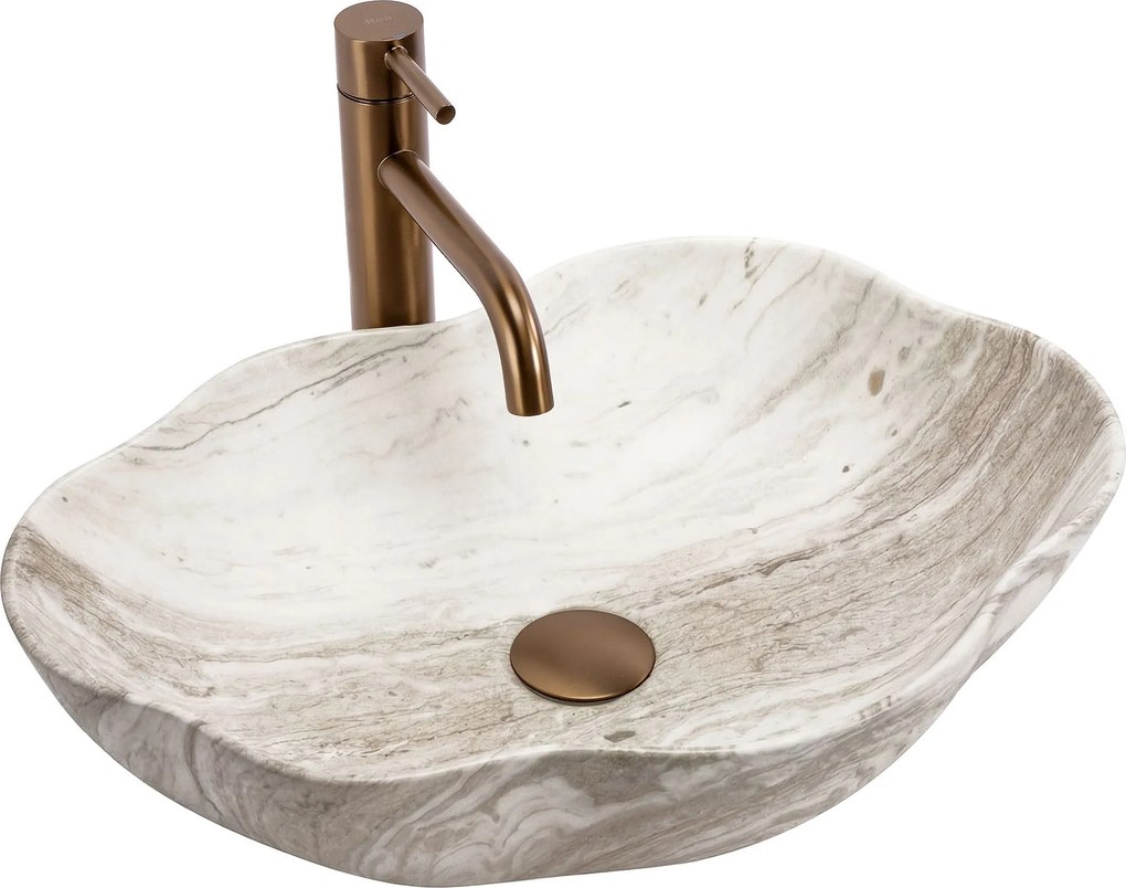 Rea Pearl Saturn, umývadlo na dosku 505x380x135 mm, imitácia kameňa, REA-U0618