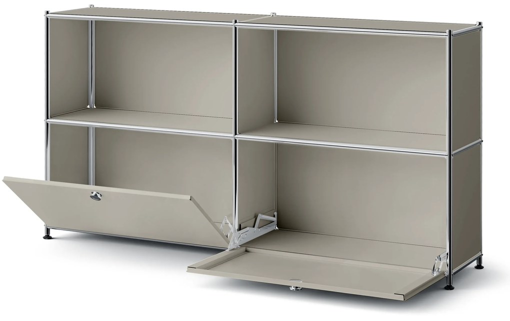 Kovový regál »CN3 Slim Line« s 2 nastaviteľnými výklopnými priečinkami, svetlosivý