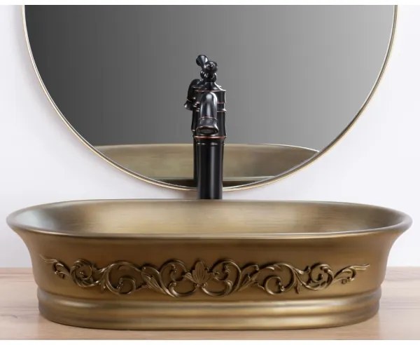 REA-U3305 - Umývadlo na dosku WILMA RUSTIC 38x55 cm keramika/medená