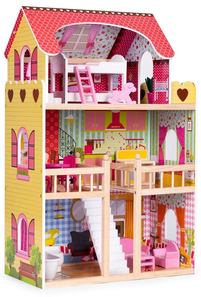 Dřevěný patrový domek pro panenky Lila Ecotoys