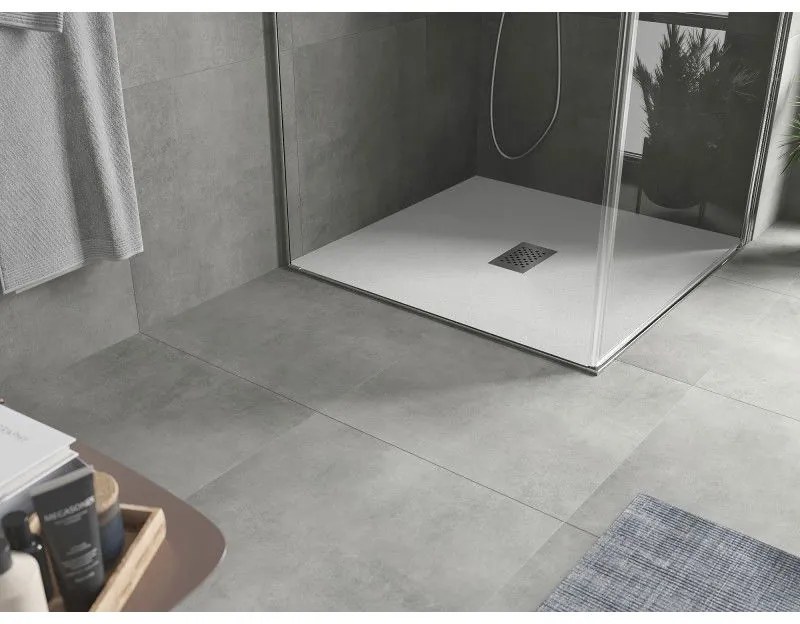 Mexen Hugo, štvorcová sprchová vanička SMC 100 x 100 cm, biela, oceľová krytka, 42101010-X