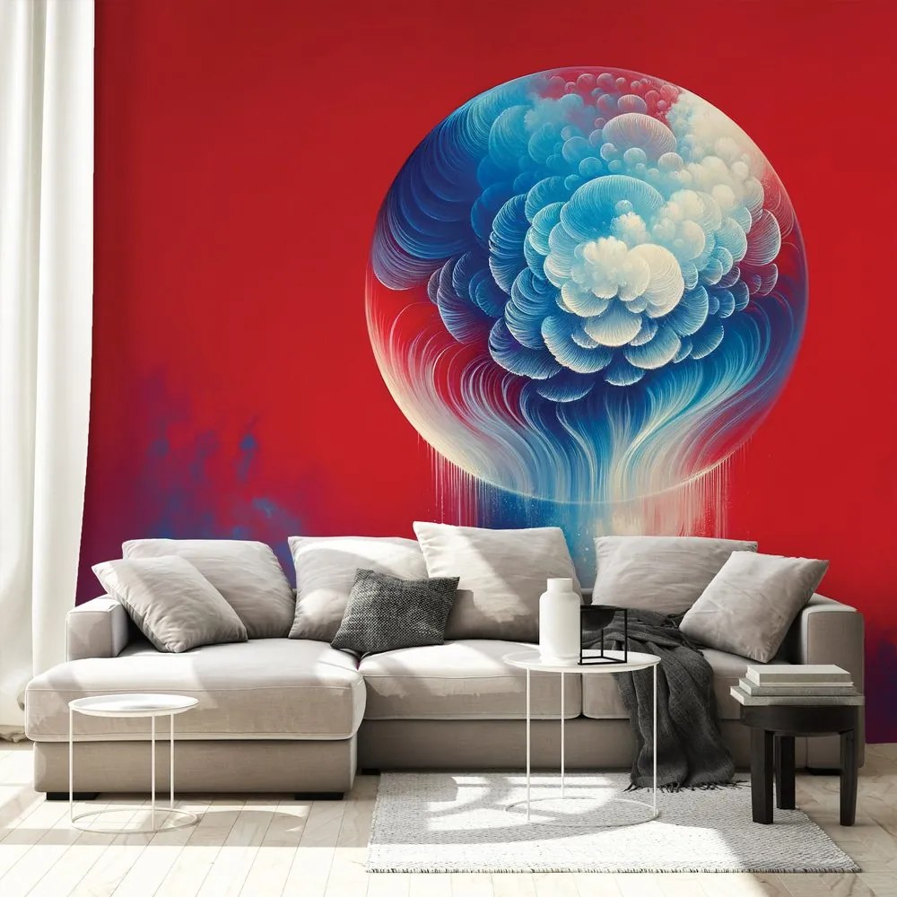 Samolepiaca tapeta abstraktná modro-červená medúza