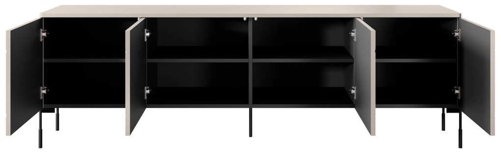 TV skrinka Sonatia štvordverová na kovových nohách 200 cm - kašmír