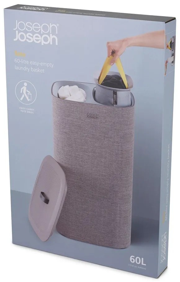 Sivý textilný kôš na bielizeň Joseph Joseph Tota, 60 l