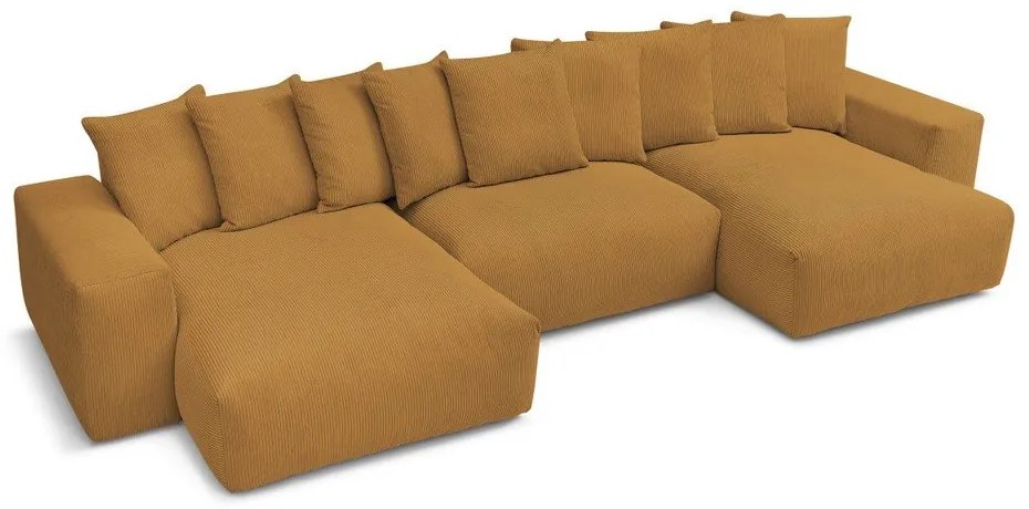 Menčestrová rohová pohovka v horčicovej farbe Voltaire – Bobochic Paris