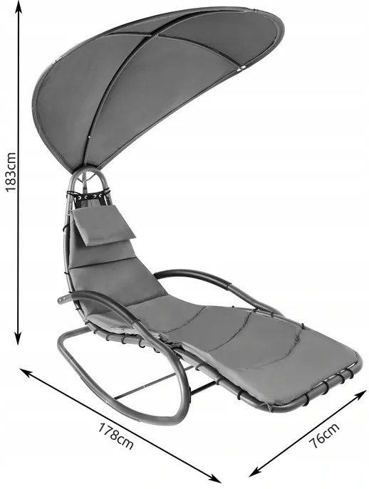 Malatec 12115 Záhradné hojdacie ležadlo so slnečníkom sivé