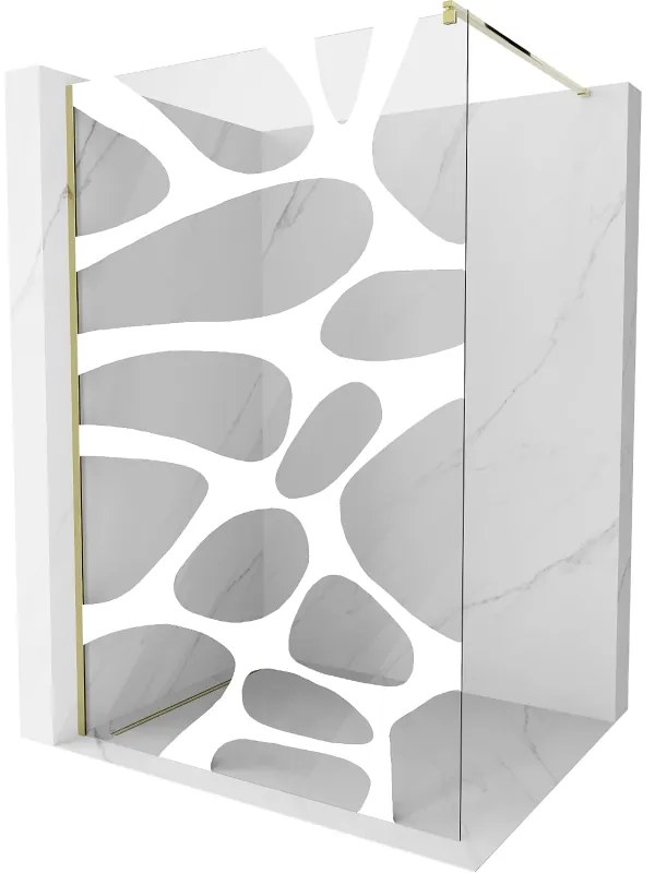 Mexen Kioto sprchová zástena 80x200 cm 8 mm, zlaté, biely vzor, 800-080-101-50-97