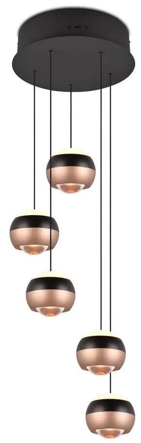 LED závesné svietidlo s kovovým tienidlom ø 30 cm v čierno-medenej farbe Orbit - Trio Select