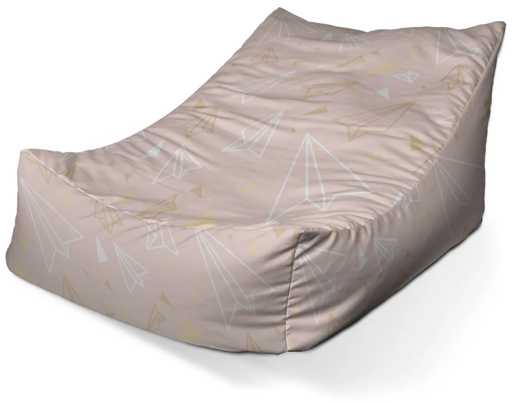 Sablio Sedací vak Lounge Zlaté a biele lastovičky - 80 x 95 x 50 cm