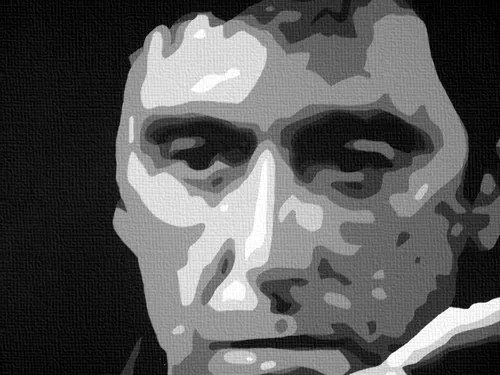 Malovaný POP ART obraz na stěnu SCARFACE-AL PACINO 210x40 cm
