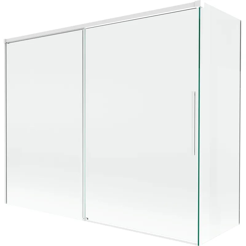 Mexen Rox, 2-krídlová posuvná vaňová zástena 190 + 90 x 150 cm, 8mm číre sklo, biely profil, 8C9-190-090-20-00