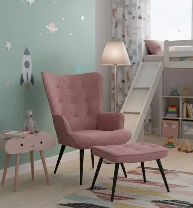 Kreslo ušiak s podnožou ELDORIA PATCHWORK