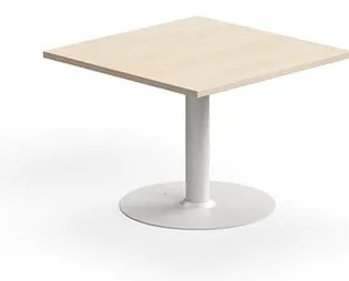Konferenčný stolík ALVA, 700x700x500 mm, s kotvením do zeme, HPL, biela/breza