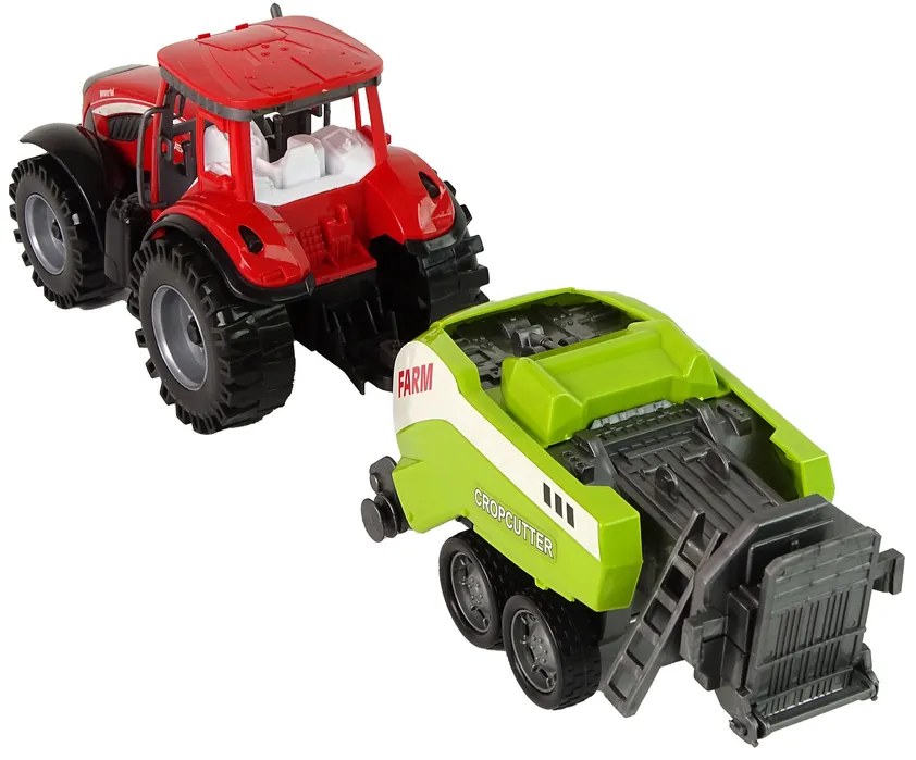 Lean Toys Červený traktor so sejačkou – trecí pohon