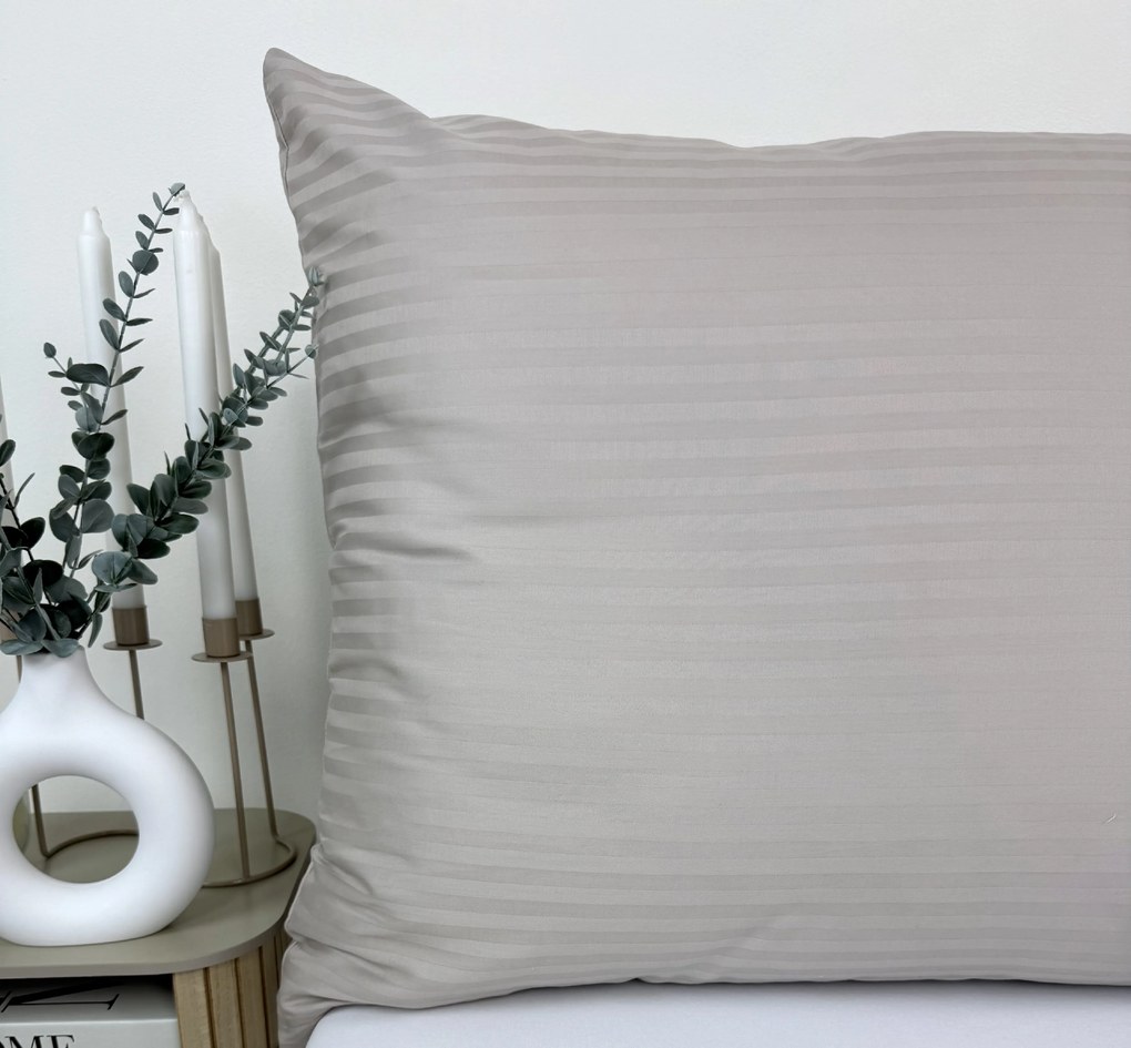 Obliečka na vankúš Damašek béžová 70x90 cm – pruhovaný vzor, zips, elegantná bavlna