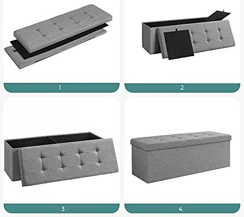 Taburetka s úložným priestorom, 38x110x38cm, svetlo sivá