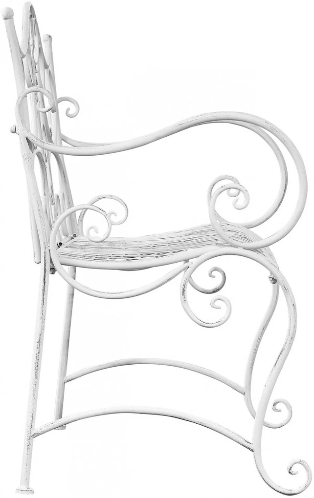 Rustikálna kovová lavička Tar - Biela antik