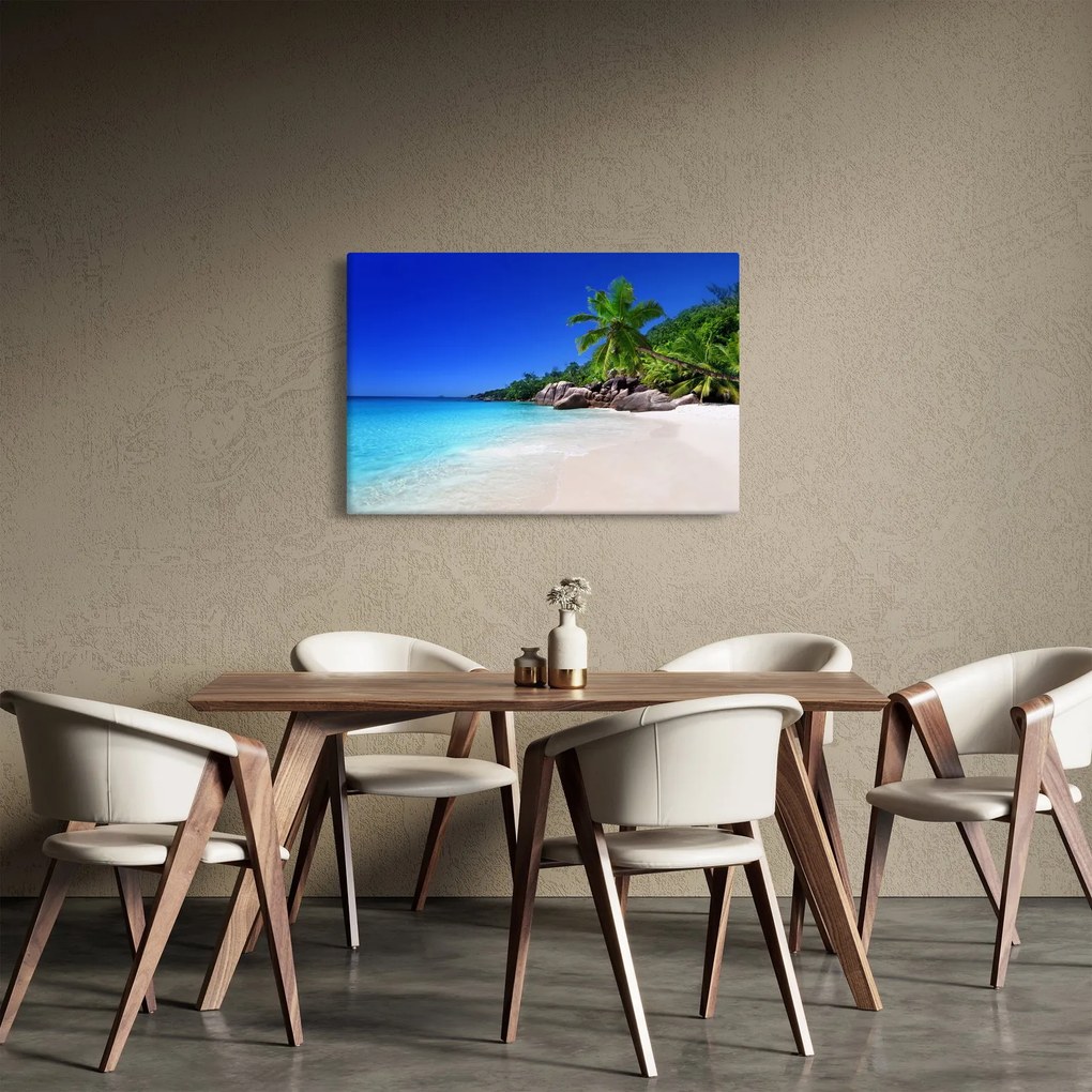 Obraz pláže na Praslin ostrove (90x60 cm)