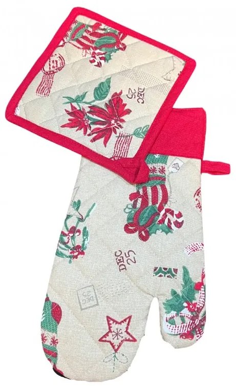 Sendia Textil Vianočný kuchynský 2 set Ponožka