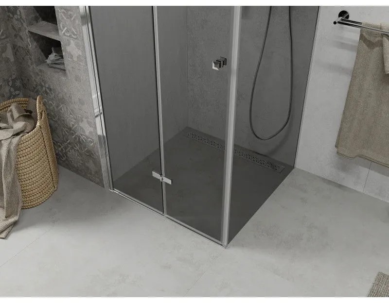 Mexen Lima, sprchovací kút 100 (dvere) x 100 (stena) cm, 6mm šedé sklo, chrómový profil, 856-100-100-01-40