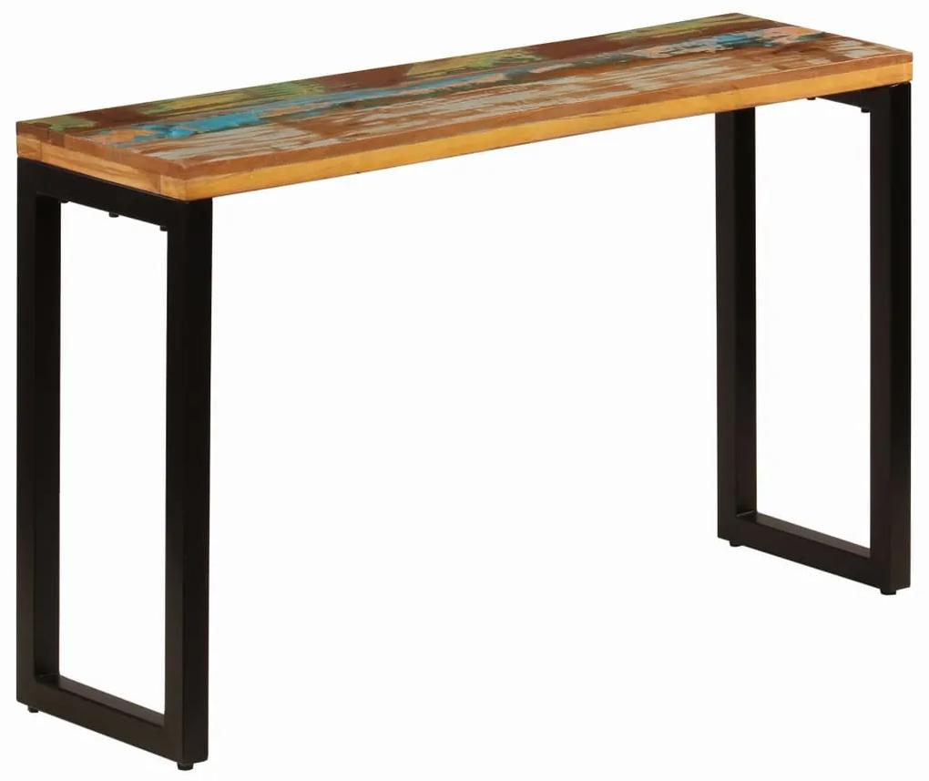 vidaXL Konzolový stolík 120x35x76 cm, recyklovaný masív a oceľ
